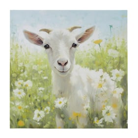 Olliix Intelligent Design Sunshine Animals Goat Green Canvas Wall Art