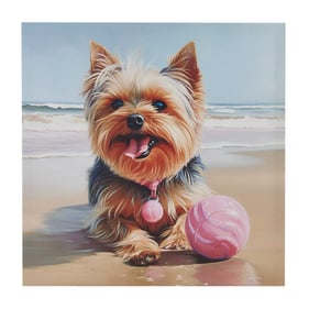 Olliix Intelligent Design Beach Dogs Yorkie Blue Canvas Wall Art