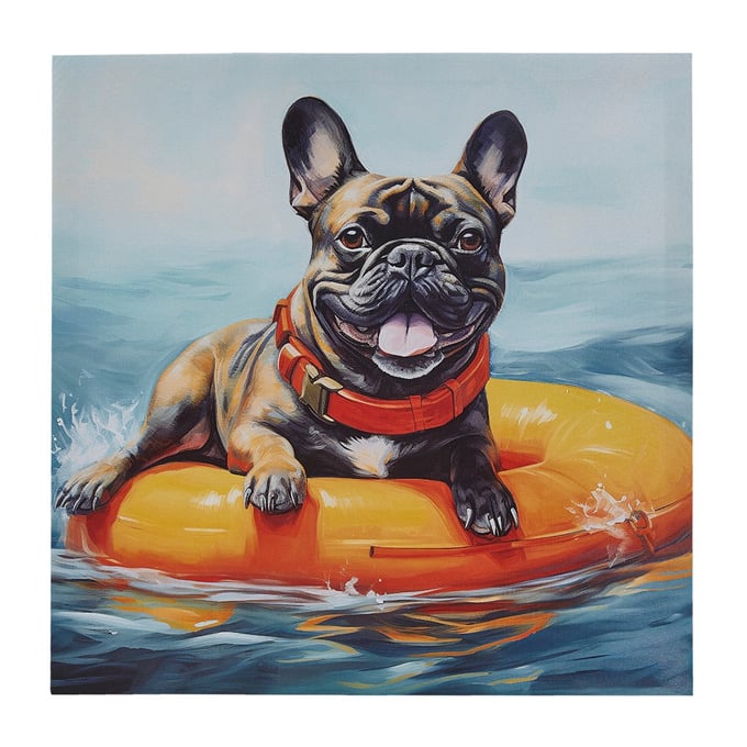 Olliix Intelligent Design Beach Dogs Frenchie Blue Canvas Wall Art OLIX-ID95C-0056