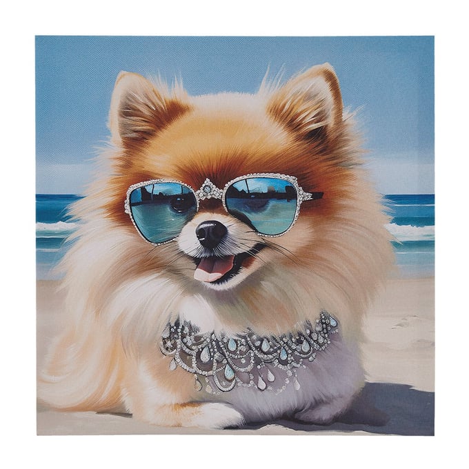 Olliix Intelligent Design Beach Dogs Pomeranian Blue Canvas Wall Art OLIX-ID95C-0057