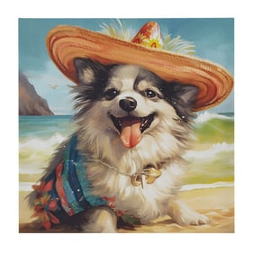 Olliix Intelligent Design Beach Dogs Chihuahua Blue Canvas Wall Art