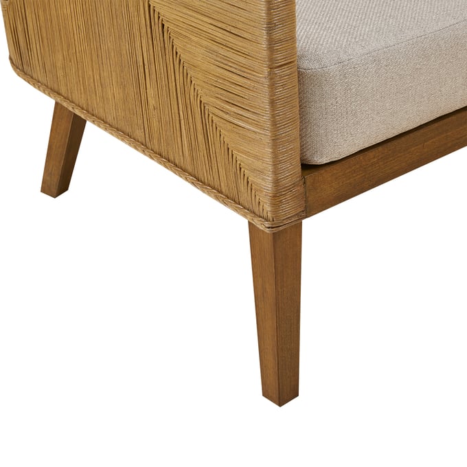 Blake Light Brown Rattan Accent Chair with Fabric Cushion