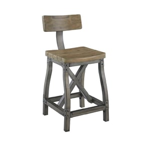 Olliix INK IVY Lancaster Oak Silver Counter Stool with Back