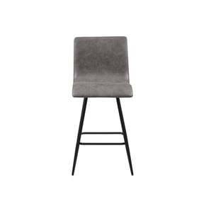 Olliix INK IVY Adams Grey Faux Leather Swivel Counter Stool