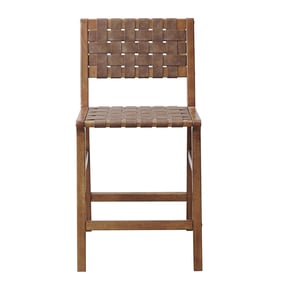 Olliix INK IVY Oslo Brown Faux Leather Woven Counter Stool