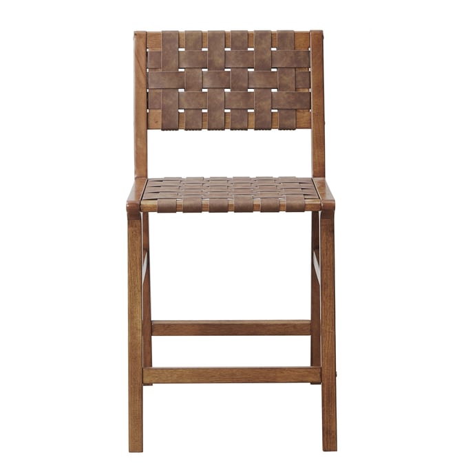 Olliix INK IVY Oslo Brown Faux Leather Woven Counter Stool OLIX-II104-0511