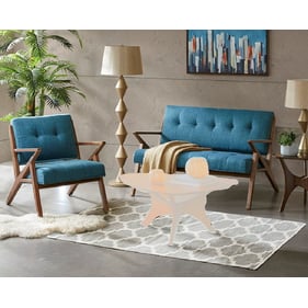 Olliix INK IVY Rocket Blue Pecan 2pc Living Room Set With Loveseat