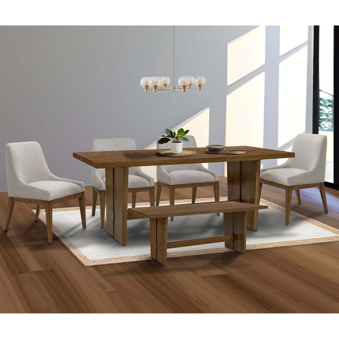 Olliix INK IVY Frank Brown Gray 6pc Dining Room Set OLIX-II112-0520-DR-S1