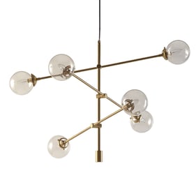 Olliix INK IVY Cyrus Gold 6 Globe Light Architectural Metal Chandelier