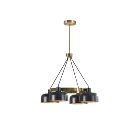 Olliix INK IVY Abbott Black Gold 4 Light Metal Shade Chandelier