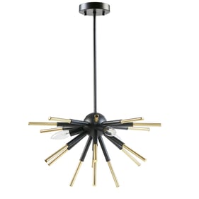 Olliix INK IVY Ely Matte Black Gold 3 Light Spiked Chandelier