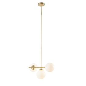 Olliix INK IVY Aurelia Gold 3 Light Chandelier with Frosted Glass Globe Bul...