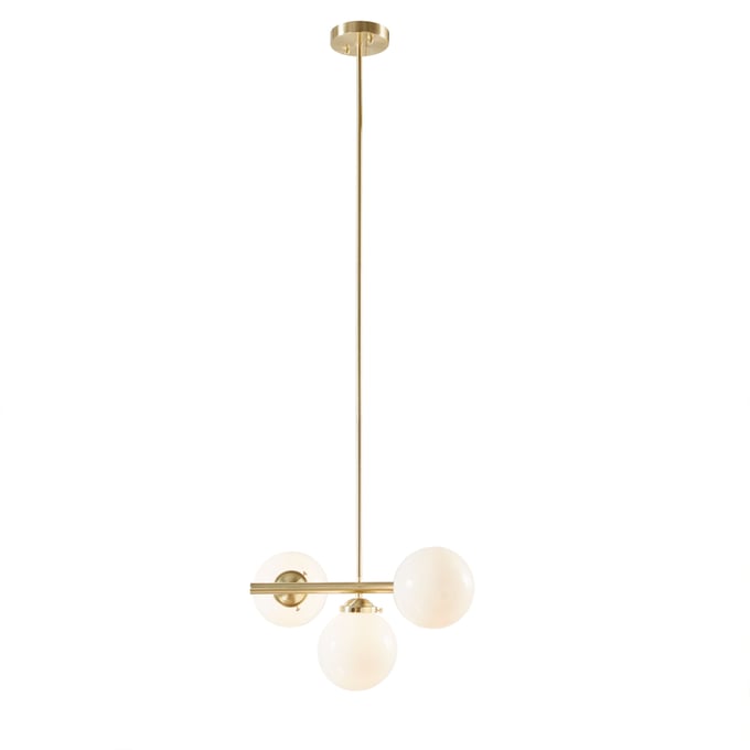 Olliix INK IVY Aurelia Gold 3 Light Chandelier with Frosted Glass Globe Bulbs OLIX-II151-0134