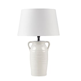 Olliix INK IVY Everly White Ceramic Table Lamp with Handles