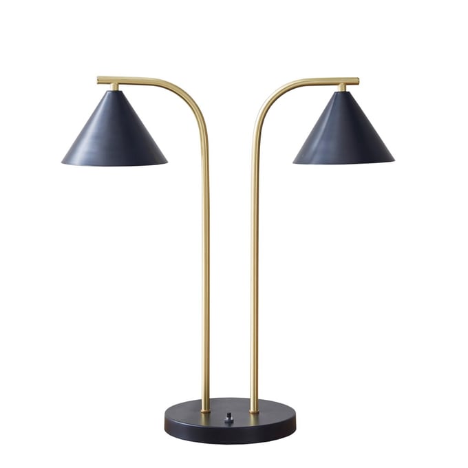 Olliix INK IVY Bower Black Gold 2 Light Metal Table Lamp with Chimney Shades OLIX-II153-0127