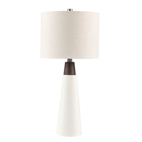 Olliix INK IVY Tristan White Triangular Ceramic Wood Table Lamp