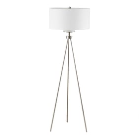 Olliix INK IVY Pacific Tripod Silver Metal Tripod Floor Lamp with Glass Sha...