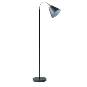 Olliix INK IVY Beacon Matte Black Arched Metal Floor Lamp with Chimney Shad...