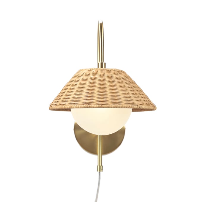 Olliix INK IVY Laguna Gold Rattan Weave Wall Sconce OLIX-II155-0145