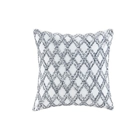 Olliix INK IVY Riko Navy Cotton Embroidered Square Pillow