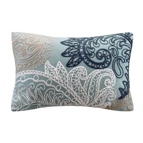 Olliix INK IVY Kiran Aqua Cotton Oblong Pillow