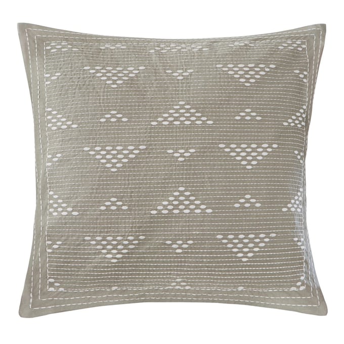 Olliix INK IVY Cario Taupe Embroidered Square Pillow OLIX-II30-221