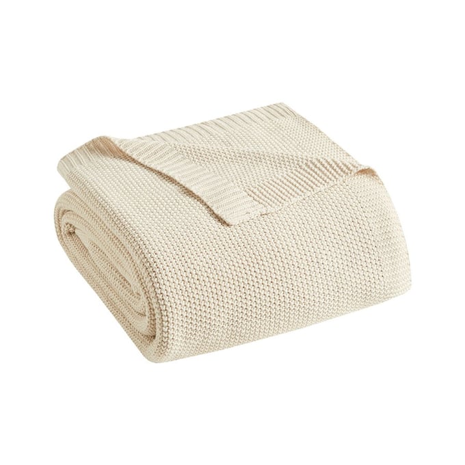 Olliix INK IVY Bree Knit Ivory Throw OLIX-II50-734