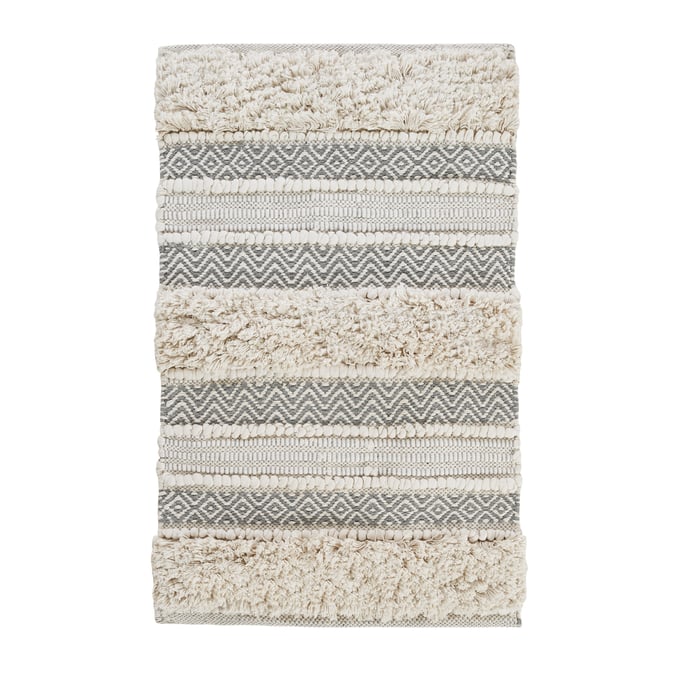 Olliix INK IVY Asher Grey Woven Texture Stripe Bath Rug OLIX-II72-1226