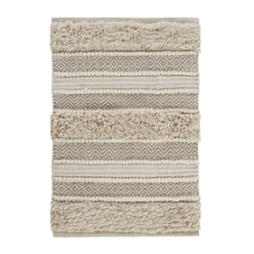 Olliix INK IVY Asher Natural Woven Texture Stripe Bath Rug