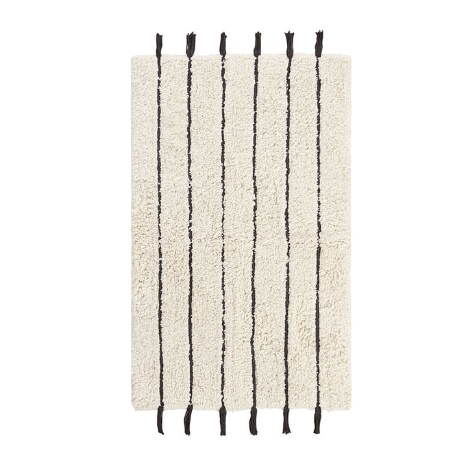 INK+IVY Arbor Stripe Tassel Cotton Tufted Rug - Black/Neutral