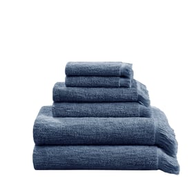 Olliix INK IVY Nova Navy Cotton Dobby Slub 6pc Towel Set