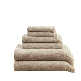 Olliix INK IVY Nova Taupe Cotton Dobby Slub 6pc Towel Set