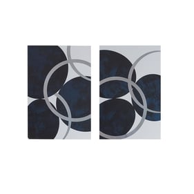 Olliix INK IVY Celestial Orbit Navy Silver Foil Abstract 2pc Canvas Wall Ar...