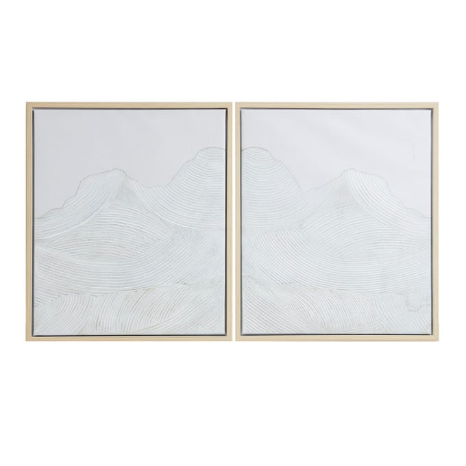 Olliix INK IVY Desert Serenity Ivory Hand Embellished Abstract 2pc Framed Canvas Wall Art Set OLIX-II95C-0150