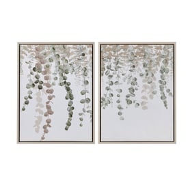 Olliix INK IVY Botanical Waterfall Green Eucalyptus 2pc Framed Canvas Wall ...