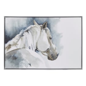 Olliix INK IVY Derby Blue Hand Embellished Horse Framed Canvas Wall Art