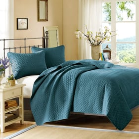 Olliix Hampton Hill Velvet Touch Peacock King 3pc Luxurious Oversized Quilt...