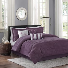 Olliix Madison Park Hampton Plum Queen 7pc Comforter Set