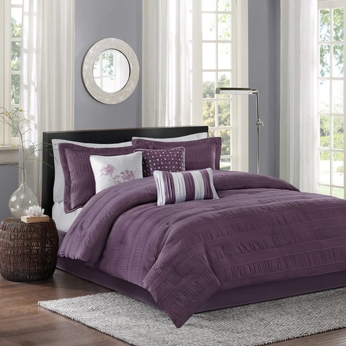 Olliix Madison Park Hampton Plum Queen 7pc Comforter Set OLIX-MP10-1026