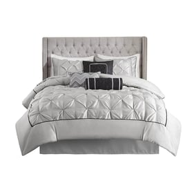 Olliix Madison Park Laurel Grey King 7pc Tufted Comforter Set