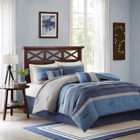 Olliix Madison Park Collins Navy King 7pc Comforter Set