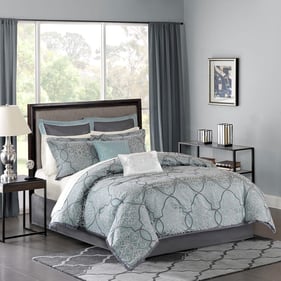 Olliix Madison Park Lavine Blue King 12pc Comforter Set