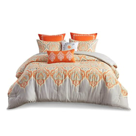 Olliix Madison Park Nisha Orange King Cal King Comforter Set