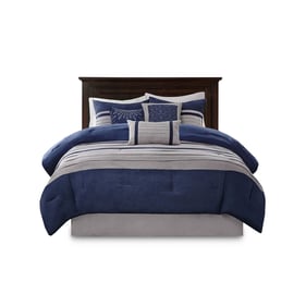 Olliix Madison Park Palmer Blue Cal King 7pc Comforter Set