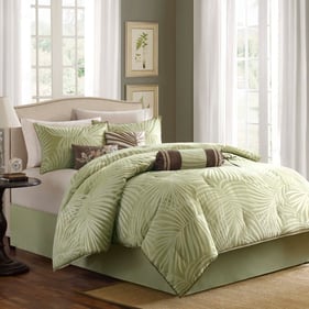 Olliix Madison Park Freeport Olive Green Queen 7pc Comforter Set