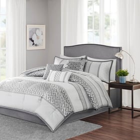 Olliix Madison Park Bennett Grey King 7pc Comforter Set