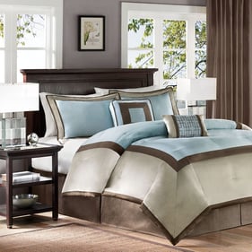 Olliix Madison Park Genevieve Blue King 7pc Comforter Set