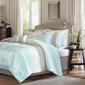 Olliix Madison Park Amherst Aqua King 7pc Comforter Set