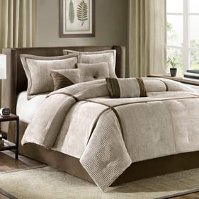 Olliix Madison Park Dallas Taupe Queen 7pc Comforter Set