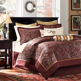 Olliix Madison Park Aubrey Red Cal King 12pc Comforter Set